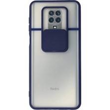 TKÇ Mey Ithalat®   Redmi Note 9 Pro Kılıf Palm Buzlu Kamera Sürgülü Silikon - Lacivert