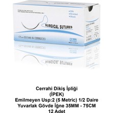 Atel-San Cerrahi Dikiş İpliği (İPEK) Emilmeyen Usp:2 (5 Metric) 1/2 Daire - Yuvarlak Gövde İğne 35MM - 75CM 12 Adet
