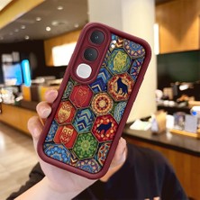 Ucuc Vivo Y31/Y21D Uyumlu Darbeye Dayanıklı Kamera Korumalı Bordo Silikon Baskı Desenli Kılıf