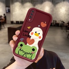 Ucuc Samsung Galaxy A50/A50S/A30S Uyumlu Darbeye Dayanıklı Kamera Korumalı Bordo Silikon Desenli Kılıf
