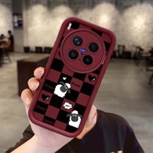 Ucuc Vivo X300 Pro Uyumlu Darbeye Dayanıklı Kamera Korumalı Bordo Silikon Baskı Desenli Kılıf