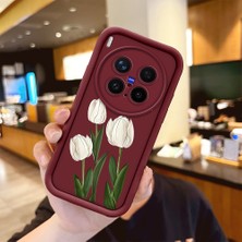 Ucuc Vivo X300 Pro Uyumlu Darbeye Dayanıklı Kamera Korumalı Bordo Silikon Baskı Desenli Kılıf