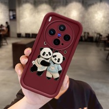 Ucuc Vivo X300 Uyumlu Darbeye Dayanıklı Kamera Korumalı Bordo Silikon Baskı Desenli Kılıf