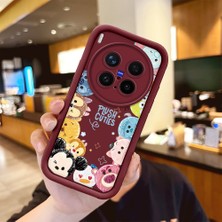 Ucuc Vivo X300 Pro Uyumlu Darbeye Dayanıklı Kamera Korumalı Bordo Silikon Baskı Desenli Kılıf