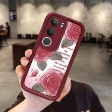 Ucuc Vivo Y19S 4G/Y19S Pro Uyumlu Darbeye Dayanıklı Kamera Korumalı Bordo Silikon Baskı Desenli Kılıf