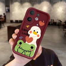 Ucuc Vivo V60 Uyumlu Darbeye Dayanıklı Kamera Korumalı Bordo Silikon Baskı Desenli Kılıf