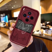 Ucuc Vivo X300 Uyumlu Darbeye Dayanıklı Kamera Korumalı Bordo Silikon Baskı Desenli Kılıf