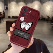 Ucuc Vivo Y31/Y21D Uyumlu Darbeye Dayanıklı Kamera Korumalı Bordo Silikon Baskı Desenli Kılıf