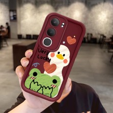 Ucuc Vivo Y19S 4G/Y19S Pro Uyumlu Darbeye Dayanıklı Kamera Korumalı Bordo Silikon Baskı Desenli Kılıf