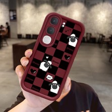 Ucuc Vivo Y31/Y21D Uyumlu Darbeye Dayanıklı Kamera Korumalı Bordo Silikon Baskı Desenli Kılıf