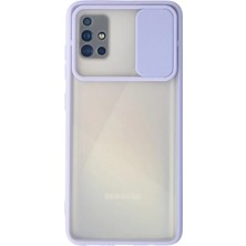 TKÇ Mey Ithalat®  Samsung Galaxy A71 Kılıf Palm Buzlu Kamera Sürgülü Silikon - Lila