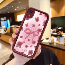 Ucuc iPhone Xr Uyumlu Darbeye Dayanıklı Kamera Korumalı Bordo Silikon Baskı Desenli Kılıf