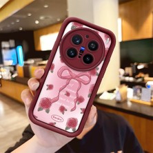 Ucuc Vivo X200 Pro Uyumlu Darbeye Dayanıklı Kamera Korumalı Bordo Silikon Baskı Desenli Kılıf