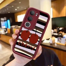 Ucuc Vivo Y19S 4G/Y19S Pro Uyumlu Darbeye Dayanıklı Kamera Korumalı Bordo Silikon Baskı Desenli Kılıf