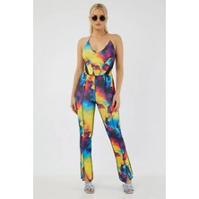 Boyundan Bağlamalı Askılı U Yaka Degrade Batik Ters Pis Dikiş Fit Kalıp Kolsuz Cool ve Bluz