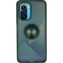 TKÇ Mey Ithalat®   Redmi K40 Kılıf Montreal Yüzüklü Silikon Kapak - Yeşil