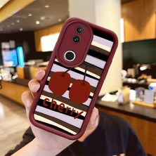 Ucuc Vivo V50 Uyumlu Darbeye Dayanıklı Kamera Korumalı Bordo Silikon Baskı Desenli Kılıf