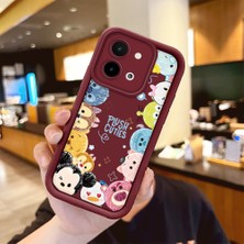 Ucuc Vivo Y28 4g Uyumlu Darbeye Dayanıklı Kamera Korumalı Bordo Silikon Baskı Desenli Kılıf