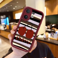 Ucuc Vivo V60 Uyumlu Darbeye Dayanıklı Kamera Korumalı Bordo Silikon Baskı Desenli Kılıf