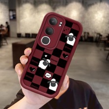 Ucuc Vivo Y19S 4G/Y19S Pro Uyumlu Darbeye Dayanıklı Kamera Korumalı Bordo Silikon Baskı Desenli Kılıf