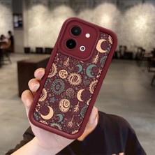 Ucuc Vivo Y28 4g Uyumlu Darbeye Dayanıklı Kamera Korumalı Bordo Silikon Baskı Desenli Kılıf
