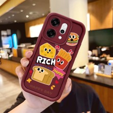 Ucuc Oppo RENO14 Pro Uyumlu Darbeye Dayanıklı Kamera Korumalı Bordo Silikon Baskı Desenli Kılıf