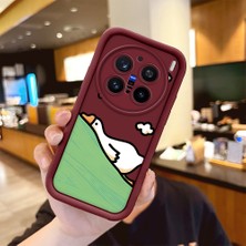 Ucuc Vivo X200 Pro Uyumlu Darbeye Dayanıklı Kamera Korumalı Bordo Silikon Baskı Desenli Kılıf