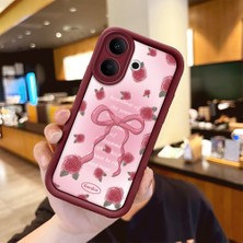 Ucuc Vivo V60 Lite 4g/5g Uyumlu Darbeye Dayanıklı Kamera Korumalı Bordo Silikon Baskı Desenli Kılıf