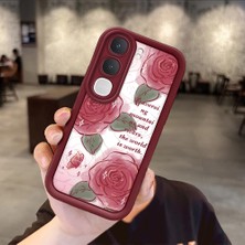 Ucuc Vivo Y31/Y21D Uyumlu Darbeye Dayanıklı Kamera Korumalı Bordo Silikon Baskı Desenli Kılıf