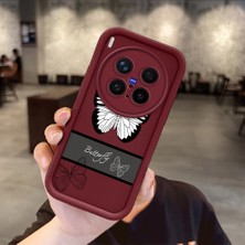 Ucuc Vivo X300 Pro Uyumlu Darbeye Dayanıklı Kamera Korumalı Bordo Silikon Baskı Desenli Kılıf