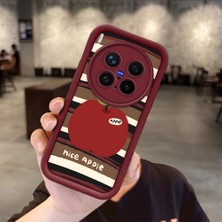 Ucuc Vivo X300 Pro Uyumlu Darbeye Dayanıklı Kamera Korumalı Bordo Silikon Baskı Desenli Kılıf