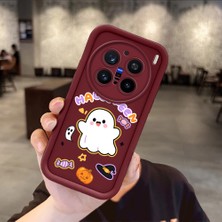Ucuc Vivo X200 Pro Uyumlu Darbeye Dayanıklı Kamera Korumalı Bordo Silikon Baskı Desenli Kılıf