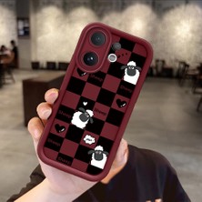Ucuc Vivo V60 Uyumlu Darbeye Dayanıklı Kamera Korumalı Bordo Silikon Baskı Desenli Kılıf