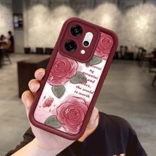 Ucuc Oppo RENO14 Pro Uyumlu Darbeye Dayanıklı Kamera Korumalı Bordo Silikon Baskı Desenli Kılıf