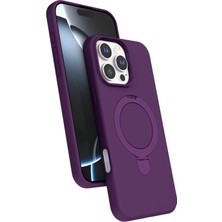 TKÇ Mey Ithalat®   iPhone 16 Pro Regal Magsafe Standlı Kapak - Derin Mor