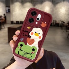 Ucuc Oppo RENO14 Pro Uyumlu Darbeye Dayanıklı Kamera Korumalı Bordo Silikon Baskı Desenli Kılıf