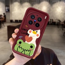 Ucuc Vivo X200 Pro Uyumlu Darbeye Dayanıklı Kamera Korumalı Bordo Silikon Baskı Desenli Kılıf