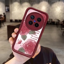 Ucuc Vivo X300 Pro Uyumlu Darbeye Dayanıklı Kamera Korumalı Bordo Silikon Baskı Desenli Kılıf