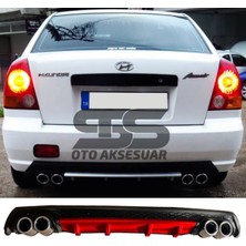 Kırmızı Renkli Hyundai Accent Admire Difüzör ve Egzoz Çıkışlı Arka Tampon Ekleri