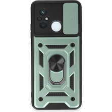 TKÇ Mey Ithalat®   Redmi 12C Kılıf Pars Lens Yüzüklü Silikon - Yeşil