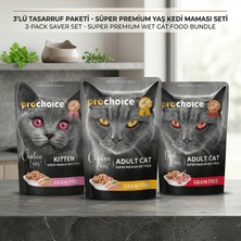 ‎Prochoice Prochoice Tahılsız 3’lü Tasarruf Paketi - Yetişkin & Yavru Kedi Yaş Mama (Kuzu, Tavuk, Ciğerli) - 3 x 85 gr