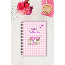 Burak Baskı Tasarım Pembe Pötikare Yemek Tarif Defteri  / A5 / Not Defteri / Konsept Defter / Notepad / Anne Tarifleri