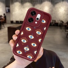 Ucuc Oppo RENO14 Pro Uyumlu Darbeye Dayanıklı Kamera Korumalı Bordo Silikon Baskı Desenli Kılıf