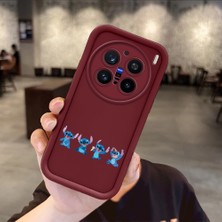 Ucuc Vivo X200 Pro Uyumlu Darbeye Dayanıklı Kamera Korumalı Bordo Silikon Baskı Desenli Kılıf