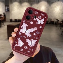 Ucuc Vivo V60 Lite 4g/5g Uyumlu Darbeye Dayanıklı Kamera Korumalı Bordo Silikon Baskı Desenli Kılıf
