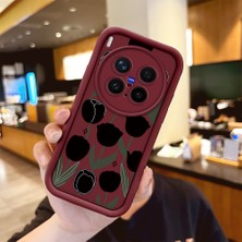 Ucuc Vivo X300 Pro Uyumlu Darbeye Dayanıklı Kamera Korumalı Bordo Silikon Baskı Desenli Kılıf