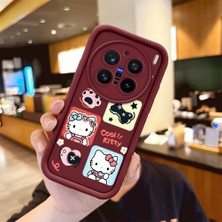 Ucuc Vivo X200 Pro Uyumlu Darbeye Dayanıklı Kamera Korumalı Bordo Silikon Baskı Desenli Kılıf