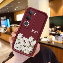 Ucuc Vivo Y19S 4G/Y19S Pro Uyumlu Darbeye Dayanıklı Kamera Korumalı Bordo Silikon Baskı Desenli Kılıf