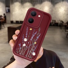 Ucuc Vivo Y27 5G/Y27S Uyumlu Darbeye Dayanıklı Kamera Korumalı Bordo Silikon Baskı Desenli Kılıf