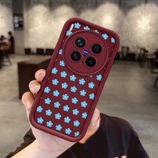 Ucuc Vivo X300 Pro Uyumlu Darbeye Dayanıklı Kamera Korumalı Bordo Silikon Baskı Desenli Kılıf